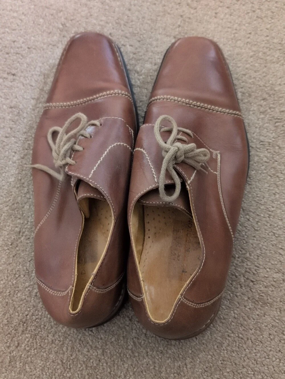 Sandro Moscoloni Mens Brown Leather Oxford Lace Up Derby Shoes